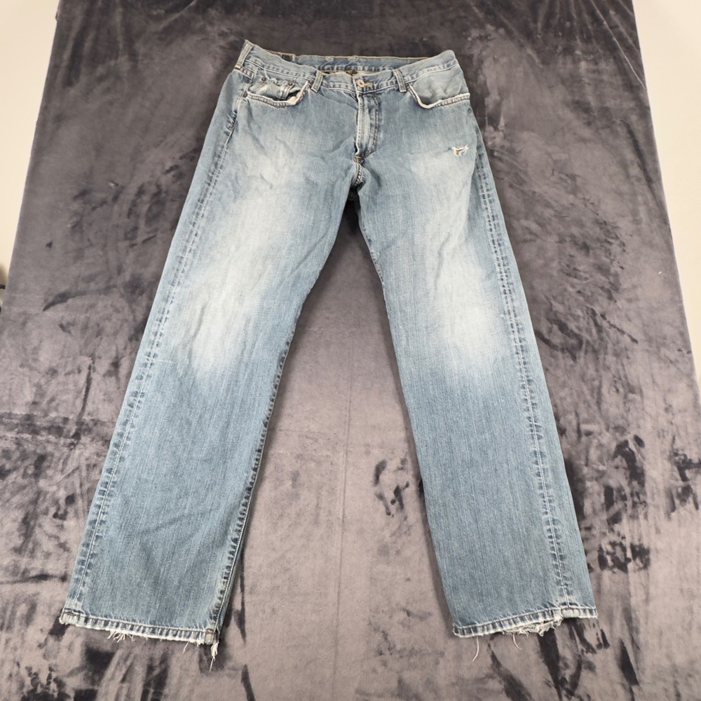 Lucky Brand Relaxed Jean Mens 36 Blue Denim Made In USA Distressed